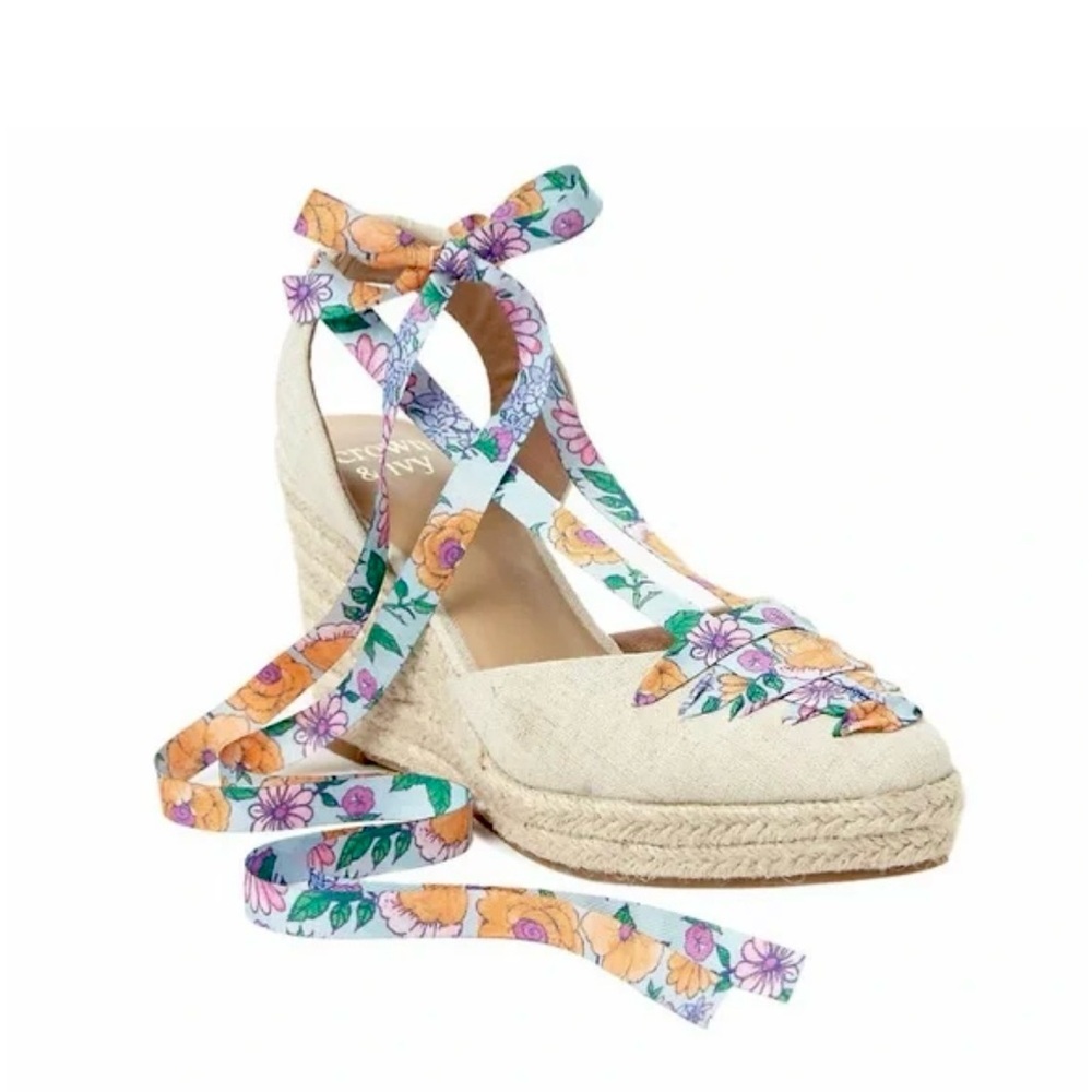 New Crown & Ivy Natural Lawndale Wedge Espadrille Wedge Size 10